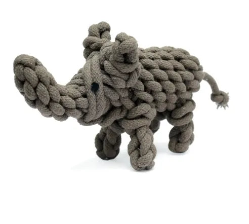 Hondenspeeltje van touw in de vorm van een olifant