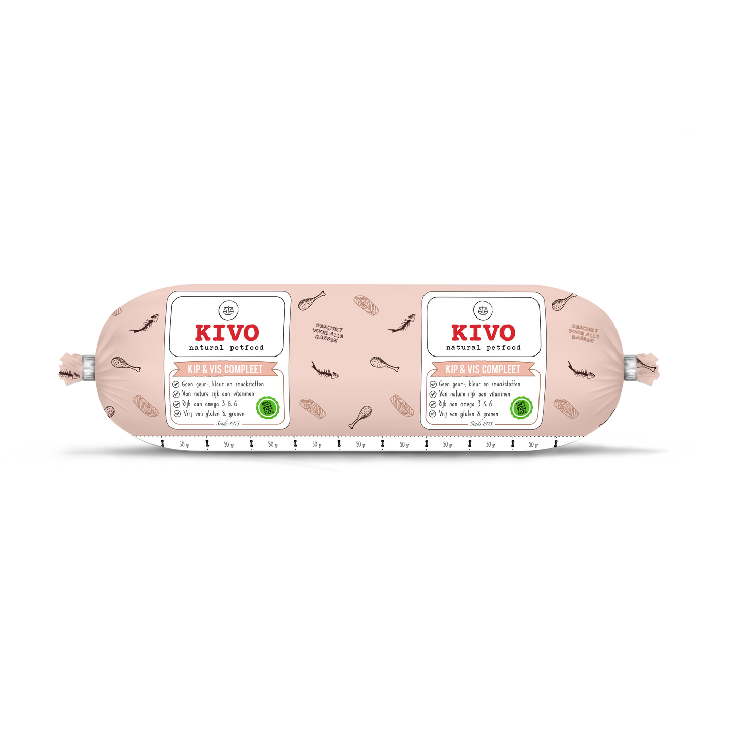 Kivo - Kip & Vis Compleet 500 gram (vers vlees)