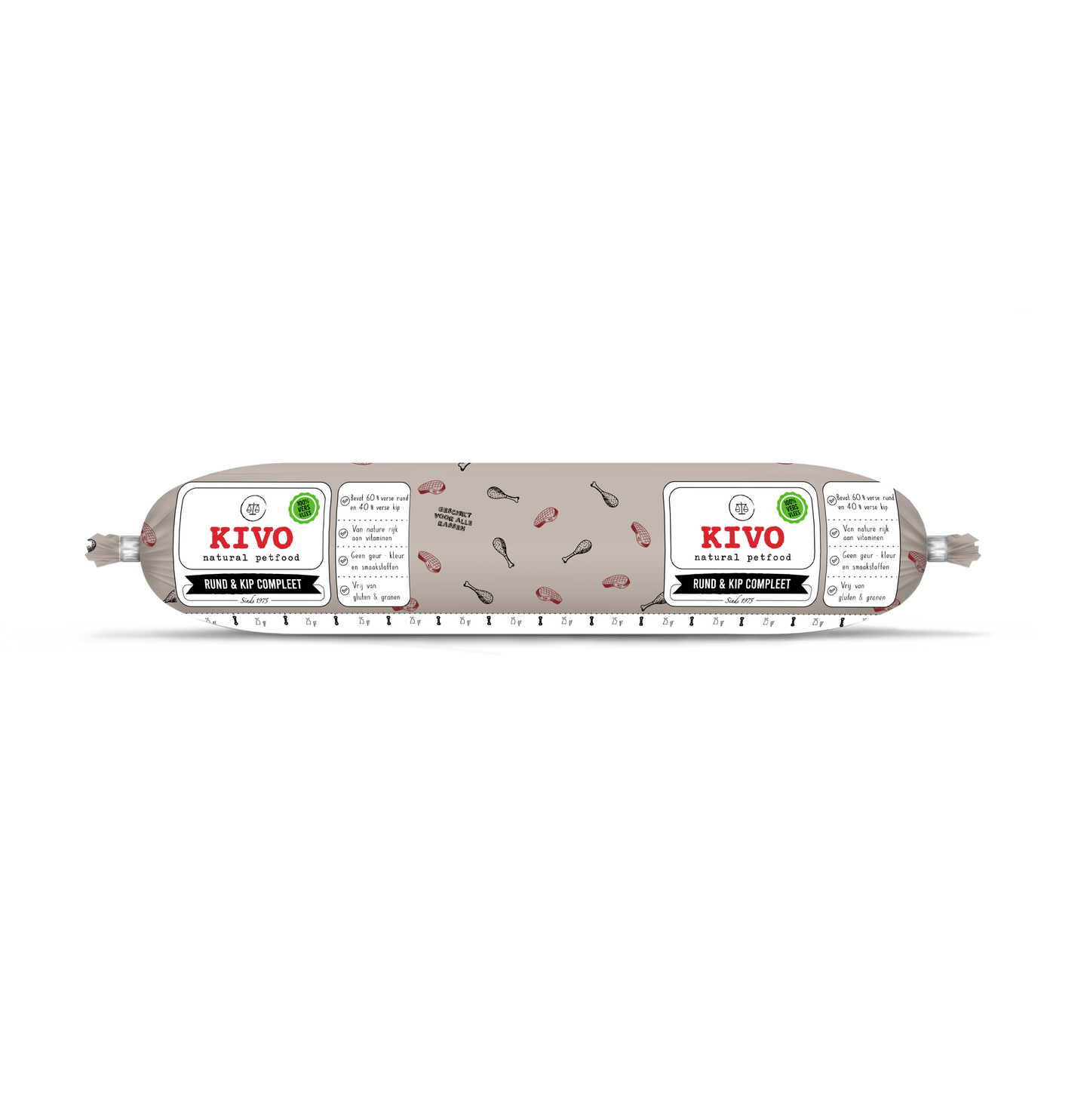 Kivo - Rund en Kip Compleet 250 gram (vers vlees)