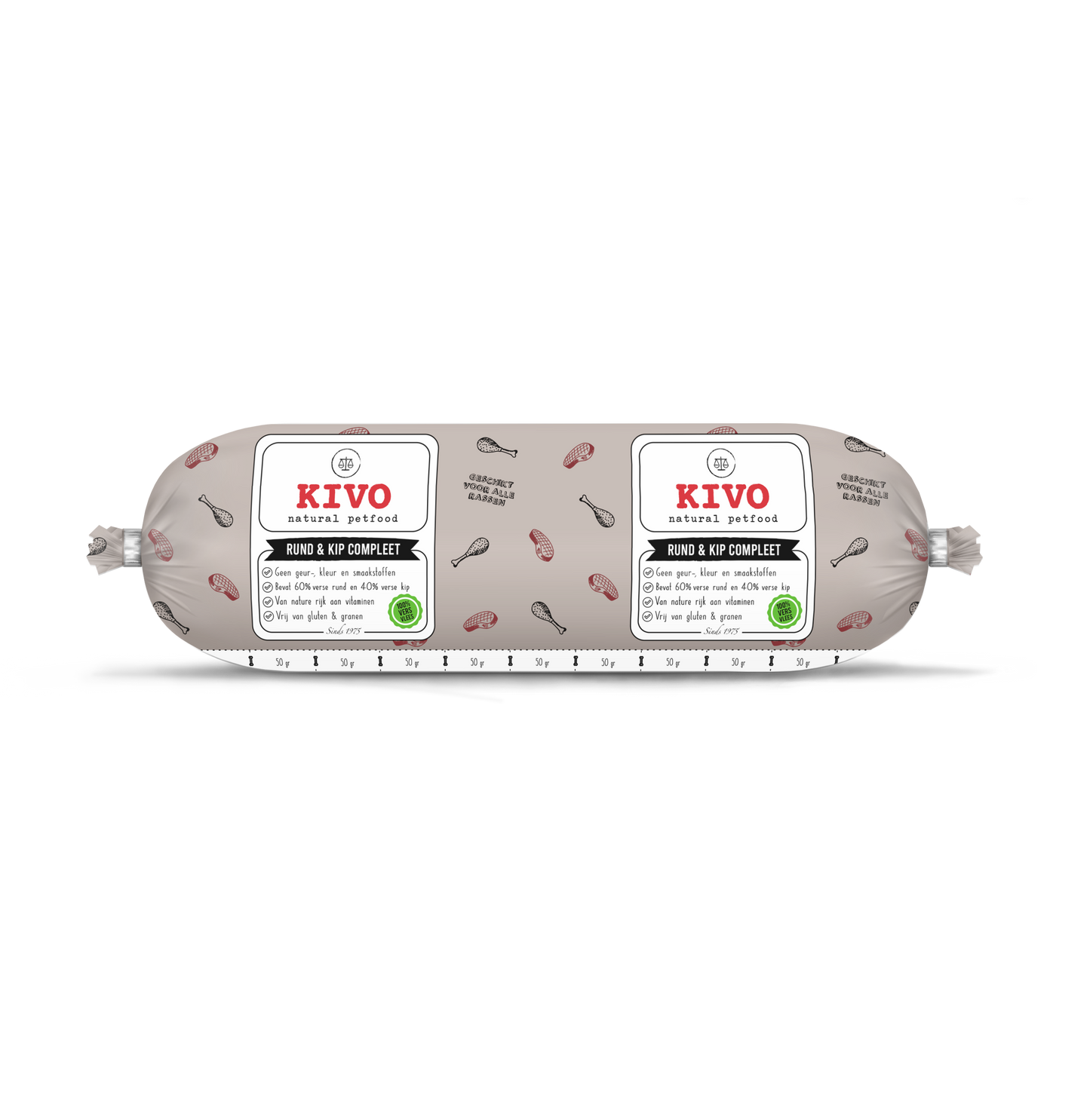 Kivo - Rund en Kip Compleet 500 gram (vers vlees)