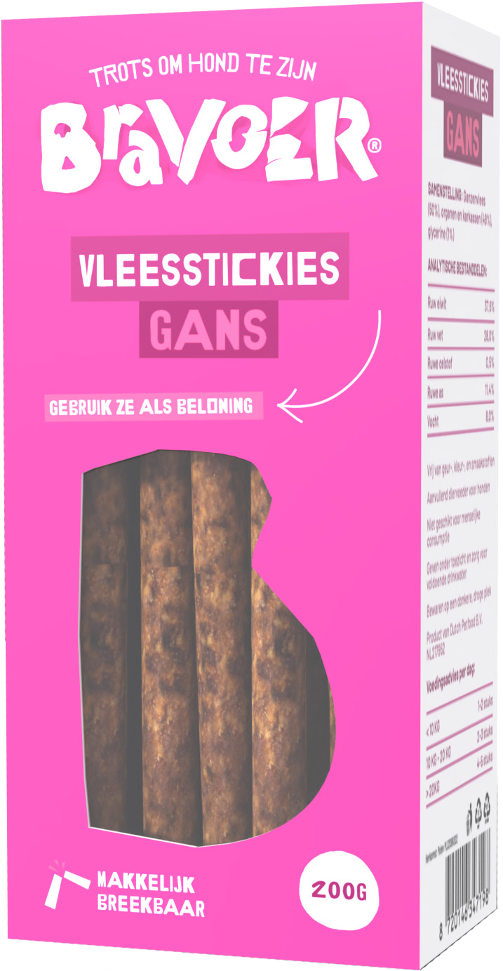 Bravoer Vleesstickies Gans 200 gram
