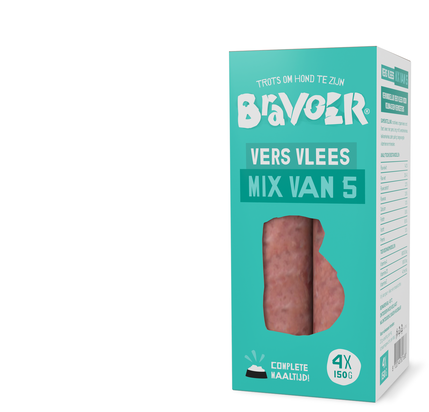 Bravoer 5-diersoorten (Rund, Eend, Kalkoen, Paling & Zalm) (vers vlees)