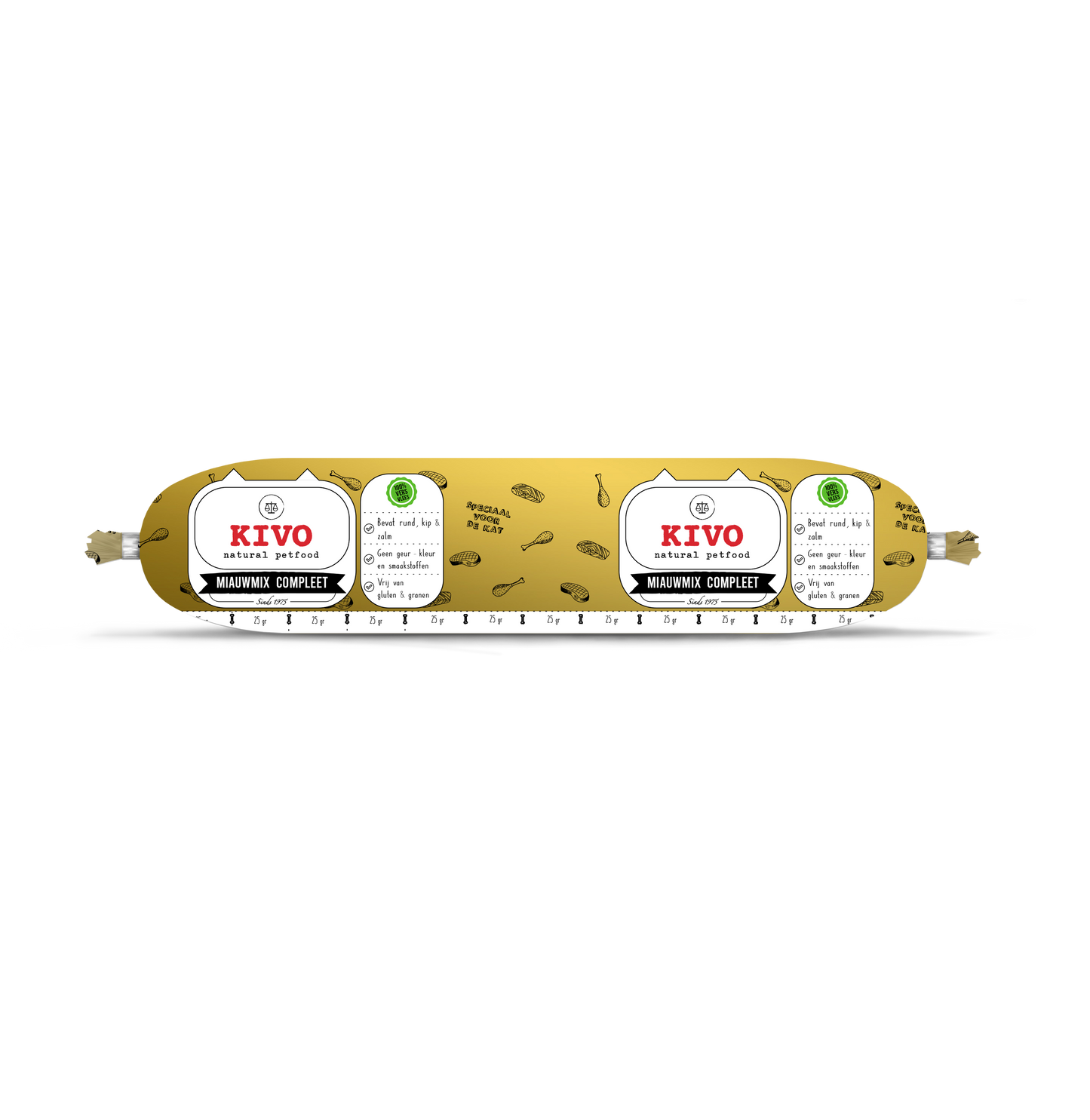 Kivo - Miauwmix Rund, Kip, Zalm 250 gram - voor uw kat (vers vlees)