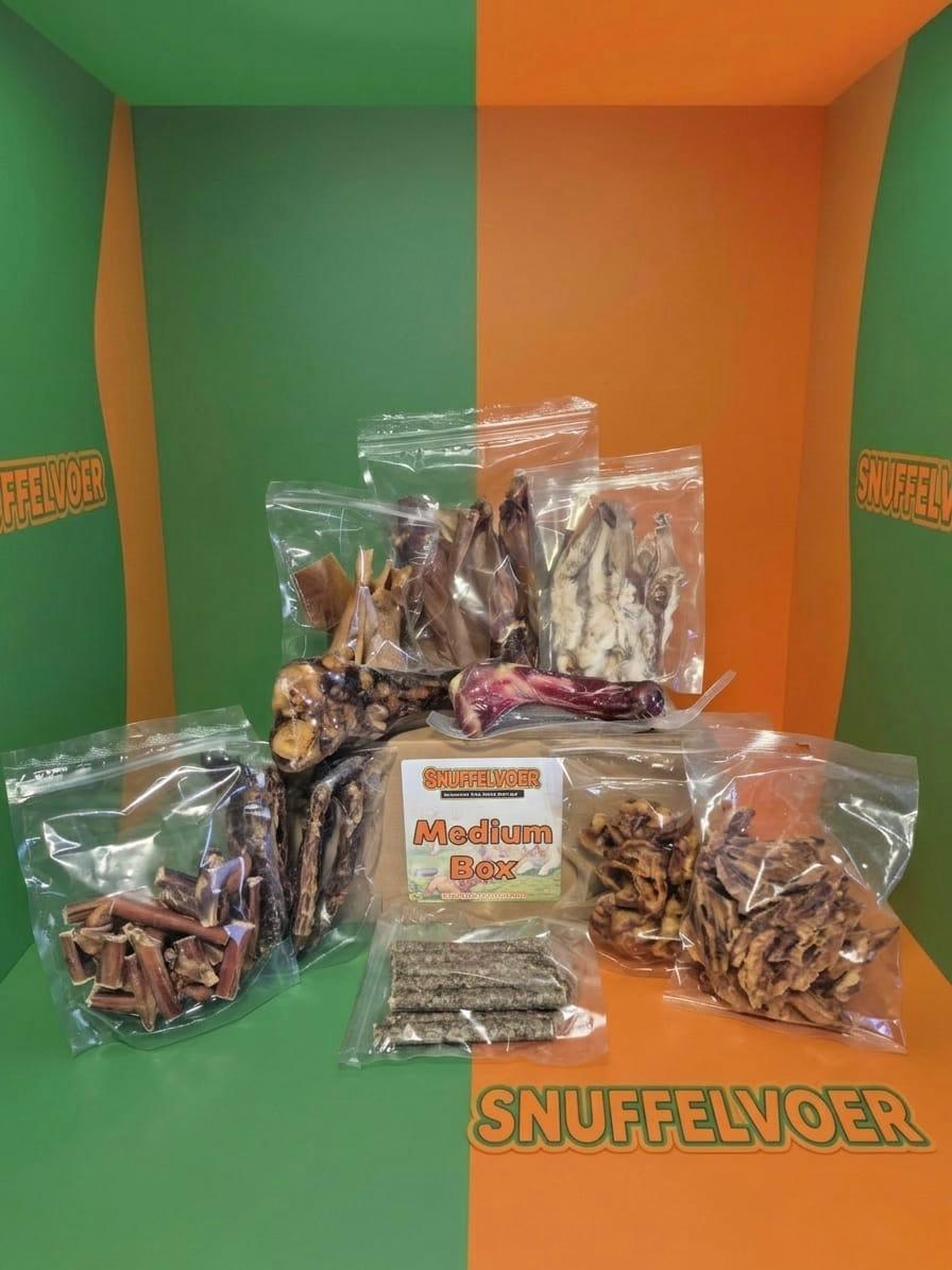 Medium snack box met 100% natuurlijke snacks voor honden tussen de 10 en 25 kilo