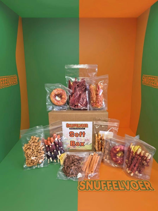Snackbox voor de hond, gevuld met zachte snacks