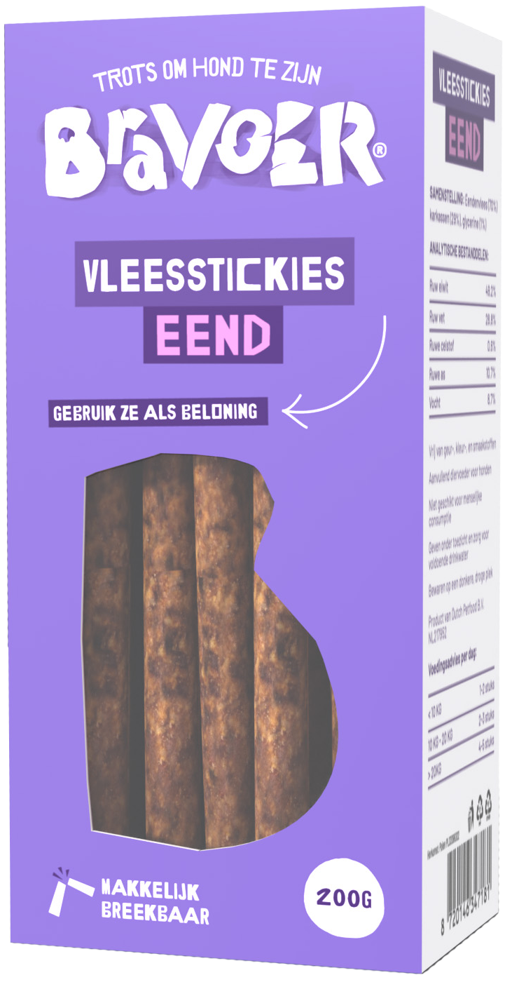 Bravoer Vleesstickies Eend 200 gram