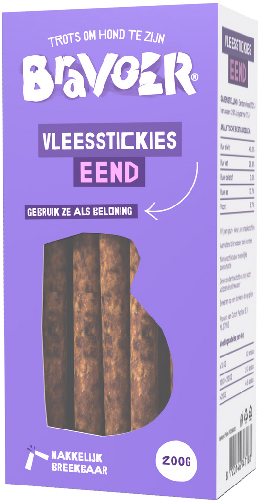 Bravoer Vleesstickies Eend 200 gram