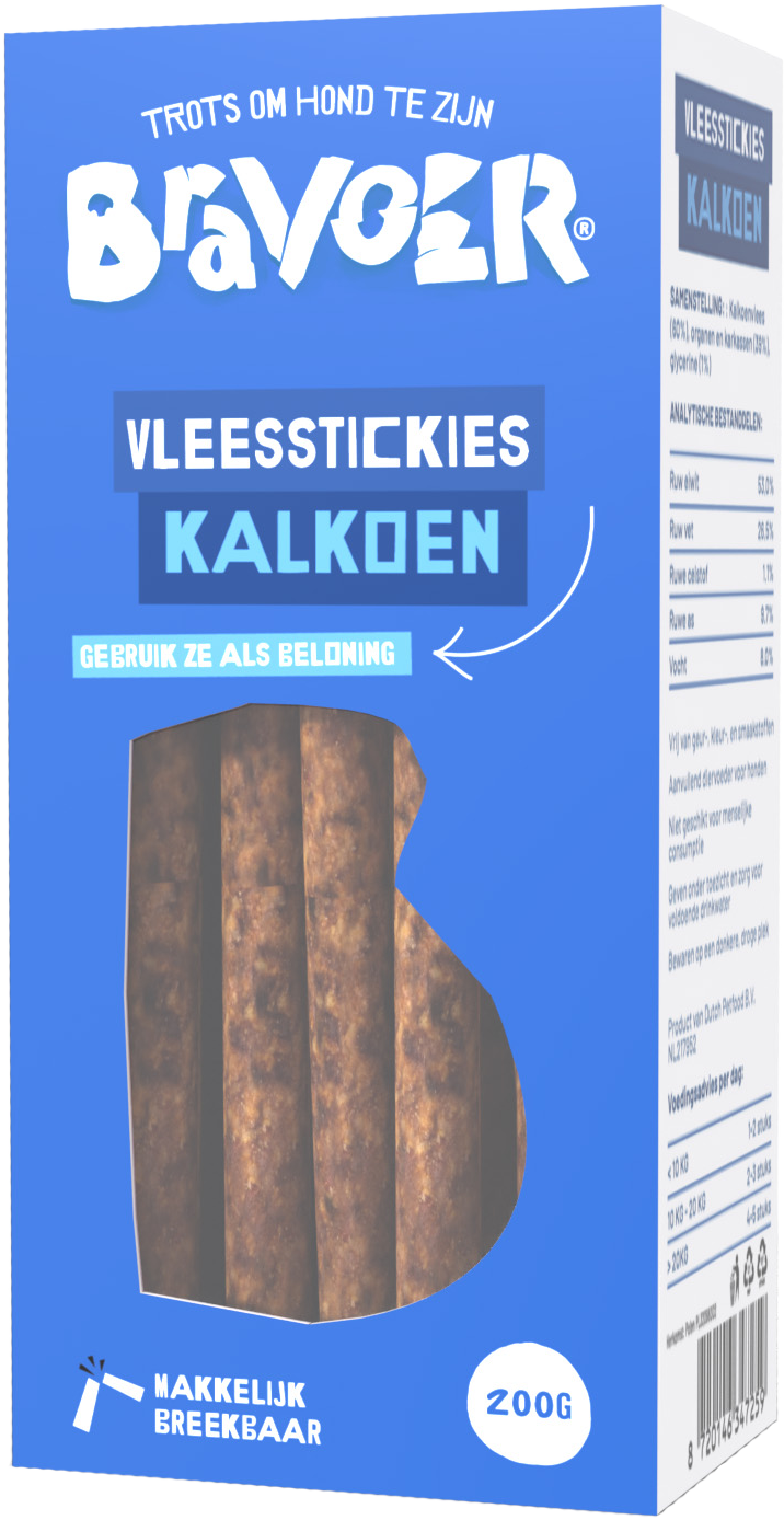 Bravoer Vleesstickies Kalkoen 200 gram