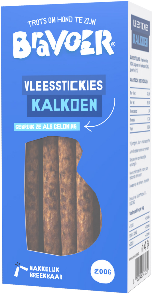 Bravoer Vleesstickies Kalkoen 200 gram