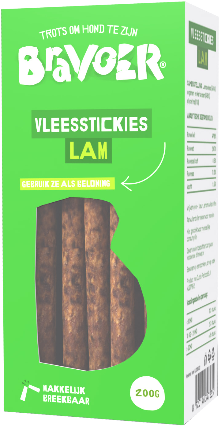 Bravoer Vleesstickies Lam 200 gram