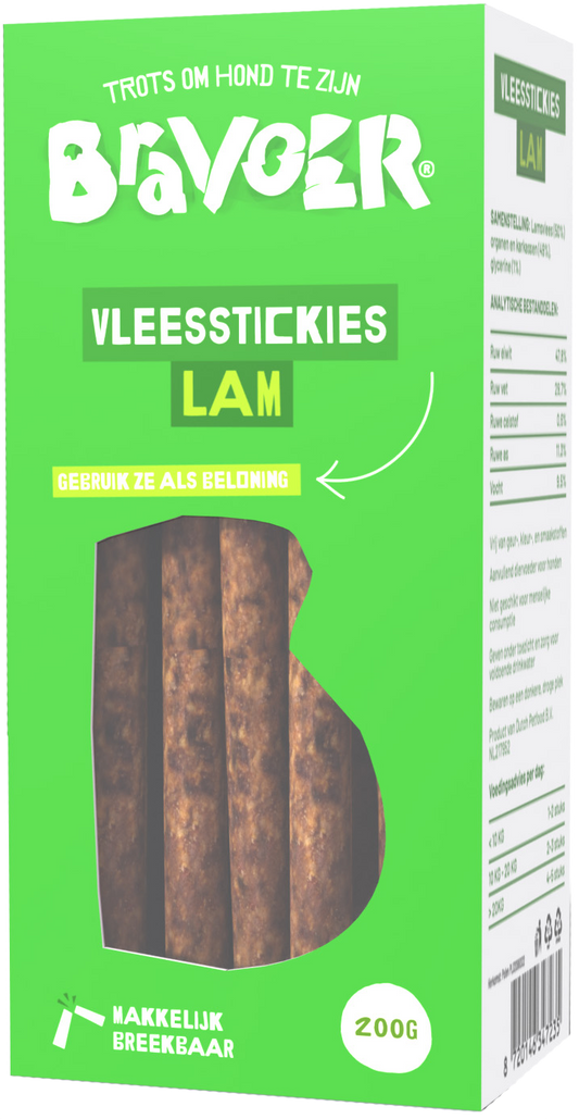 Bravoer Vleesstickies Lam 200 gram