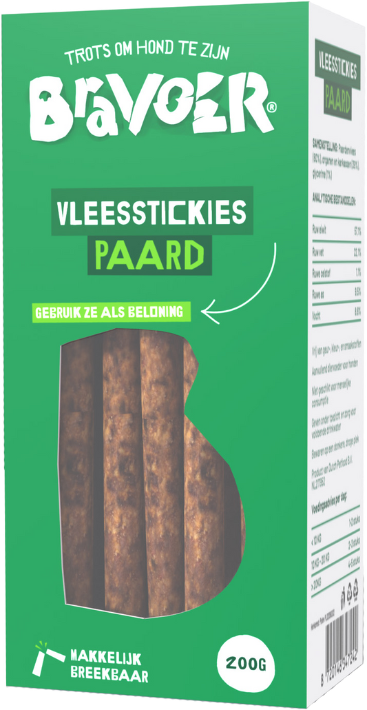 Bravoer Vleesstickies Paard 200 gram