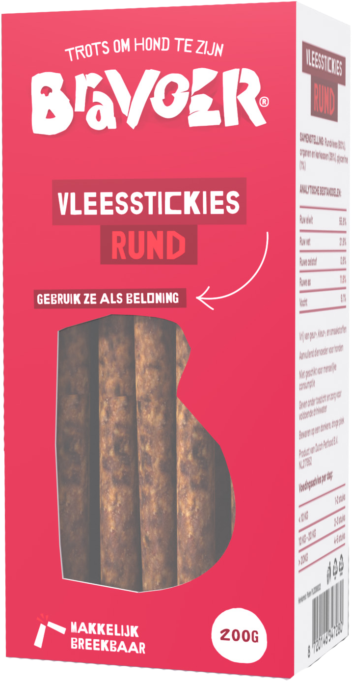 Bravoer Vleesstickies Rund 200 gram