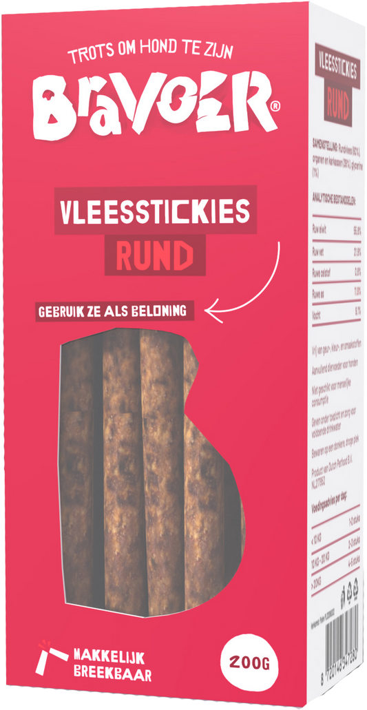 Bravoer Vleesstickies Rund 200 gram